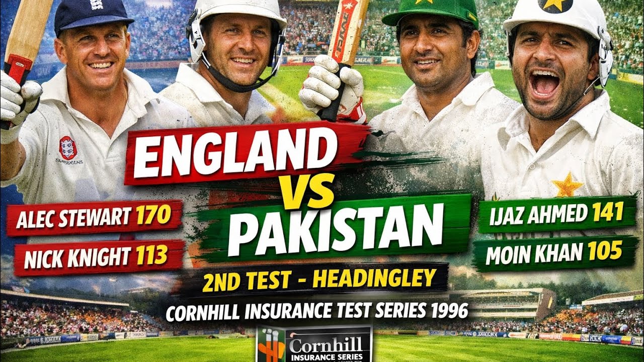 ENGLAND VS PAKISTAN| 2ND TEST MATCH @ HEADINGLEY| CORNHILL INSURANCE TEST SERIES 1996.