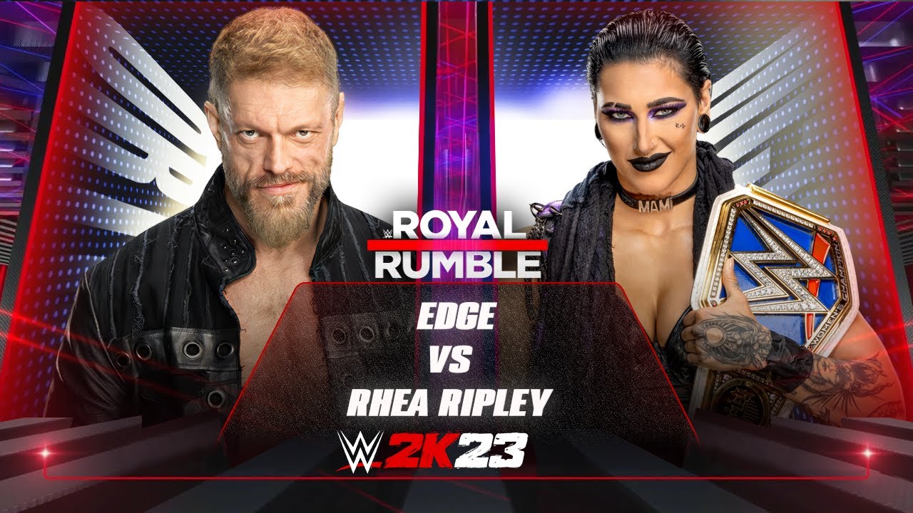 WWE 2K23 Edge VS Rhea Ripley Intergender Full Match Gameplay - YouTube