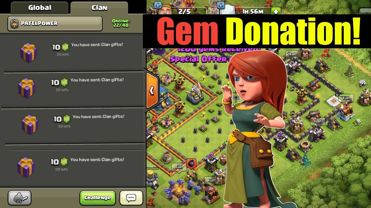 Insane Gems Donation In Clash Of Clans!