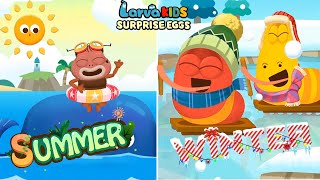 Four Seasons, Hot and Cold Challenge😱Funny Kids Song + More Nursery Rhymes by Larva & Friends