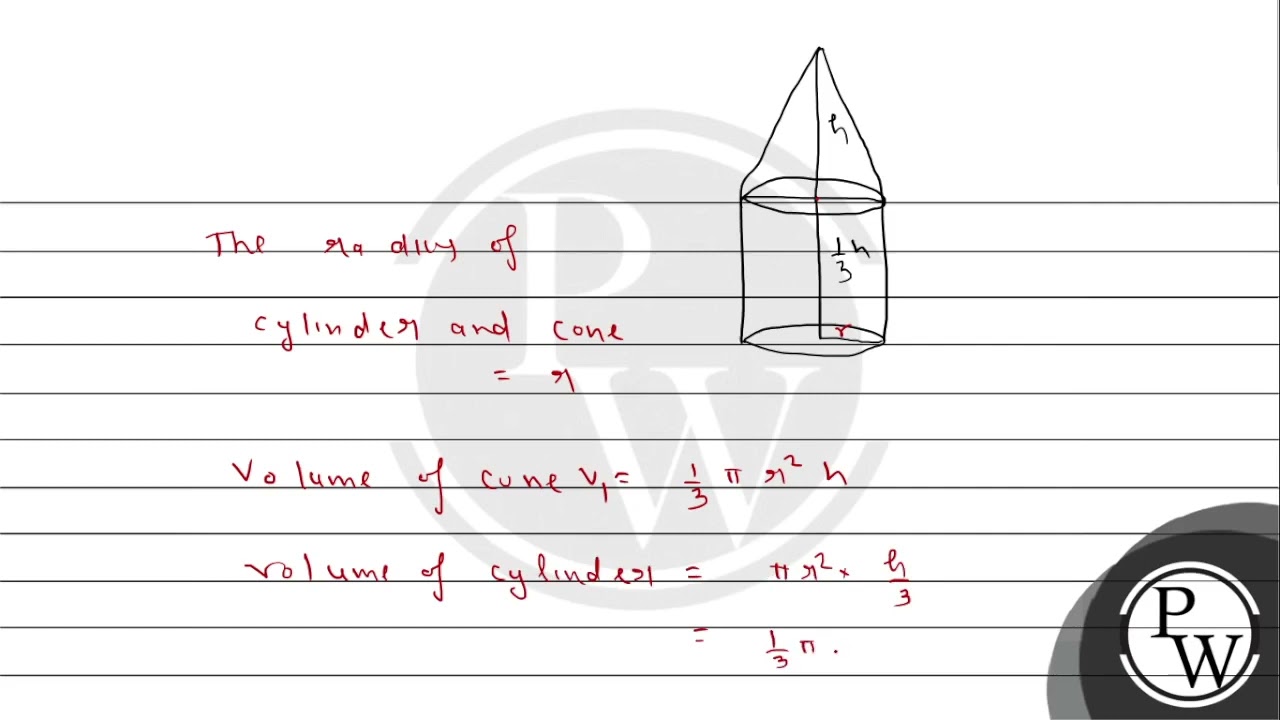 A solid is in the form of a cone with vertical height  \( h \)  that is mounted on the top base ...