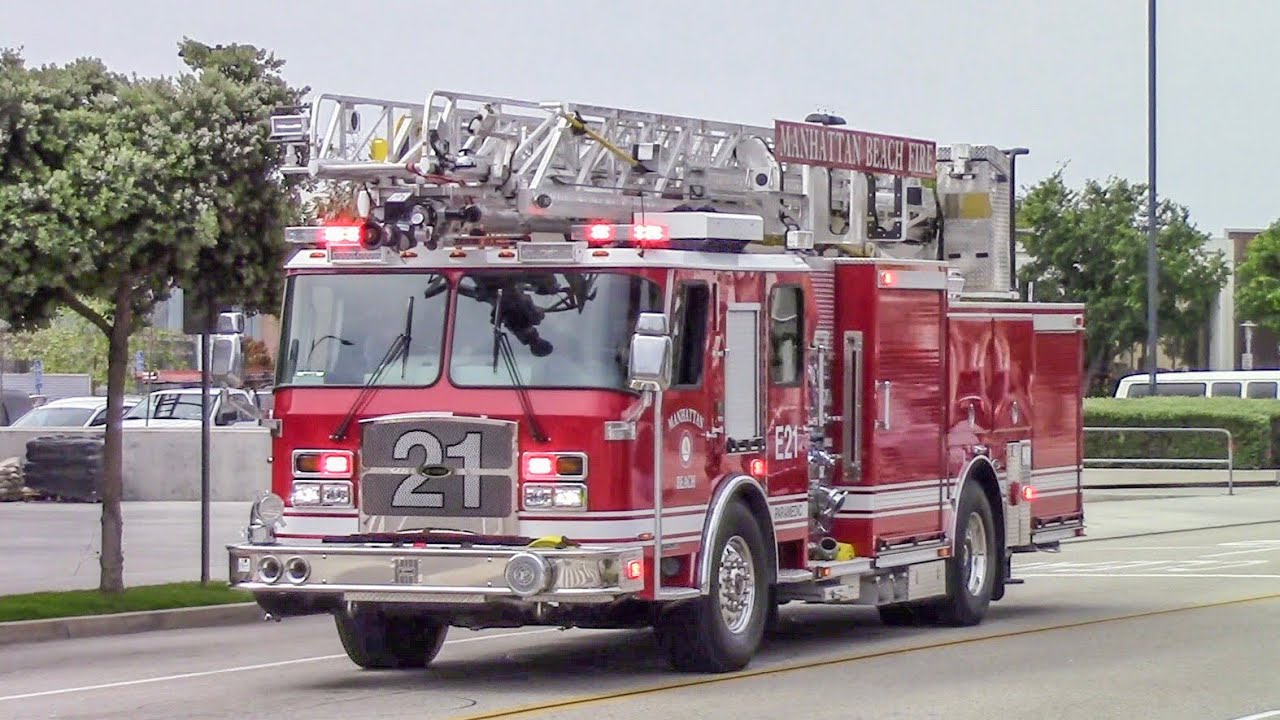 Manhattan Beach Fire Dept. (New) Engine 21 & Rescue 21 YouTube