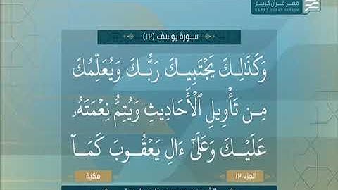 ما تيسر من سوره يوسف للشيخ محمود علي البنا