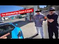 2 CRAZY GUYS ATTACK FERRARI OWNER AT  GAS STATION! *DAUGHTER HIDES IN CAR*