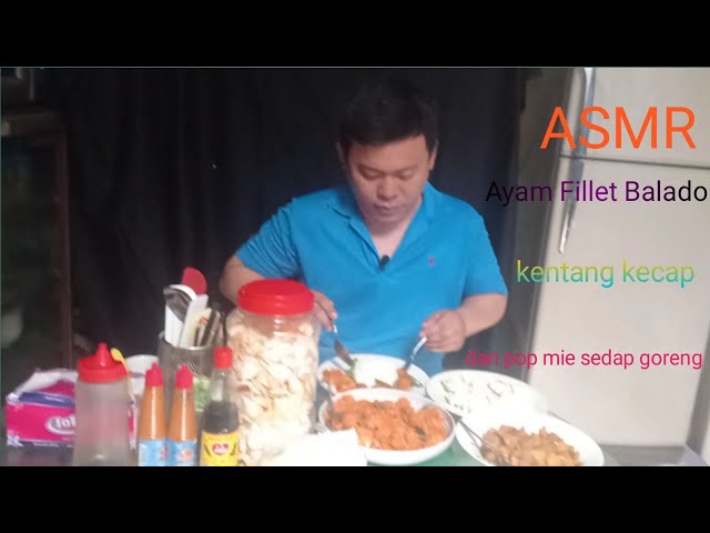 ASMR MUKBANG AYAM FILLET, KENTANG KECAP, POP MIE SEDAP KOREAN SPICY CHICHKEN | EATING SOUNDS!!! class=