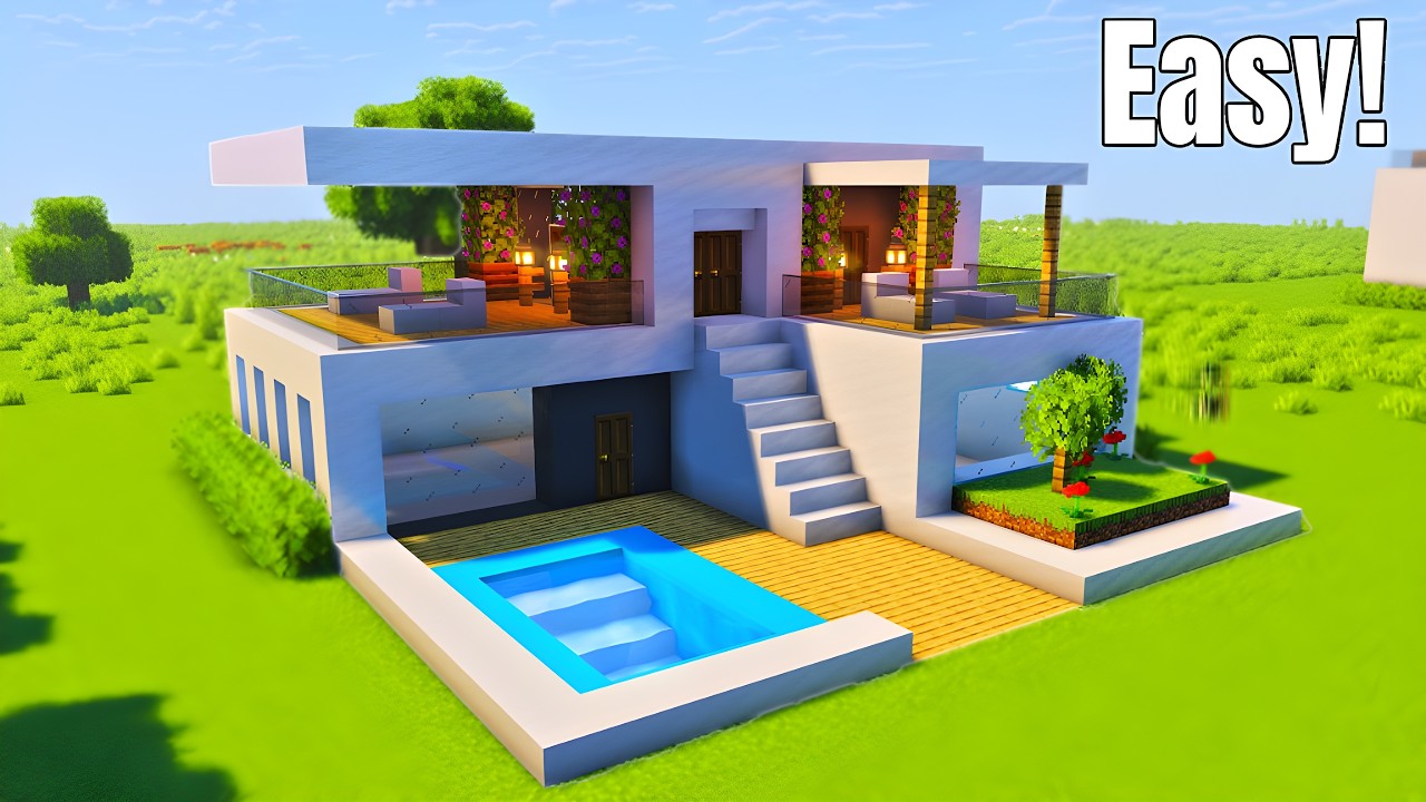 Easy Modern House in Minecraft - Tutorial - YouTube