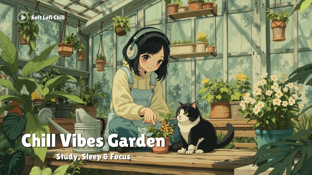Эстетичный Lo-fi Jazz Микс Chill Vibes Садовая Девушка Кошка Учеба Релакс