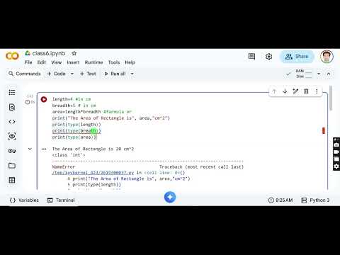 Class 7:Python int vs float Understanding Using Area of Rectangle | पायथन मराठीत 🚀