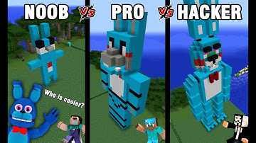 Minecraft Battle: NOOB vs PRO vs HACKER: BUILD FNAF BONNIE CHALLENGE in Minecraft