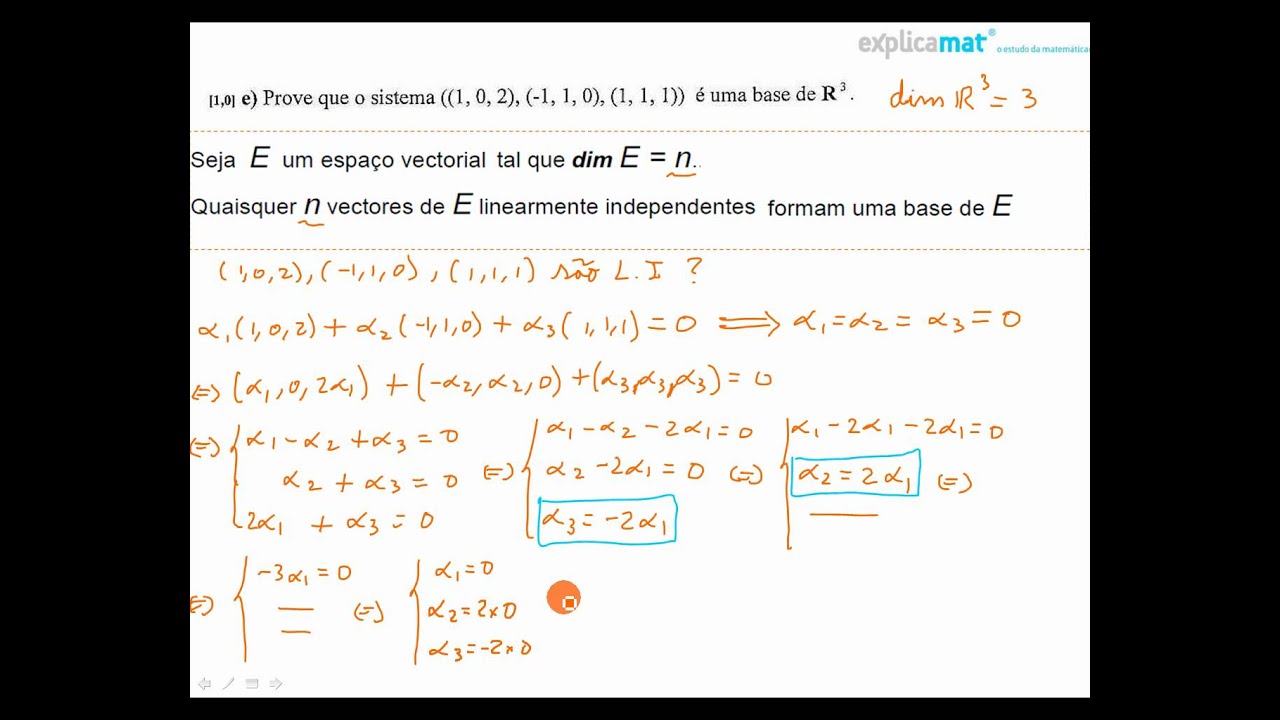 Algebra Linear Provar Que E Base De R3 Youtube