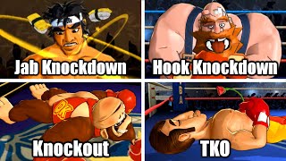 Punch-Out!! Wii HD - All Opponent Knockdown, KO & TKO Animations
