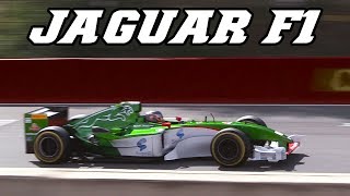 JAGUAR R5 F1 - Screaming V10 at Zolder 2017 (incl. crash)