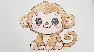 🐵 Sevimli Maymun Nasıl Çizilir? | Easy Cute Baby Monkey Drawing screenshot 5