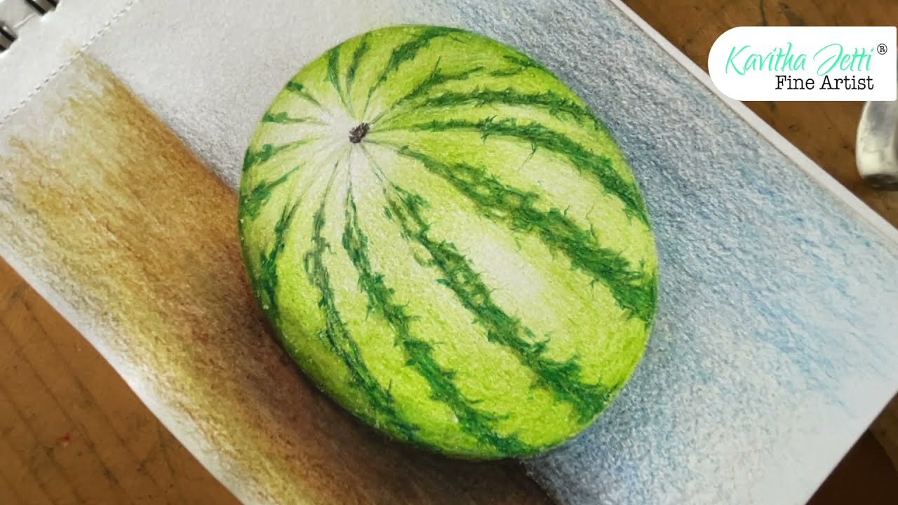 How to Make Realistic Watermelon with Colour-pencil's