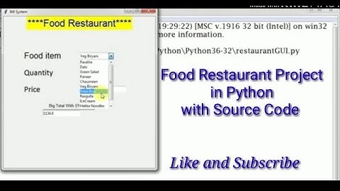 Food Restaurant Project in Python With Source Code