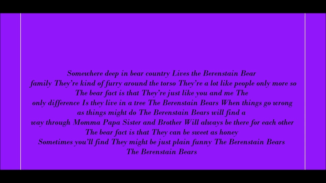 The Berenstain Bears Theme Song Lyrics Chords - Chordify