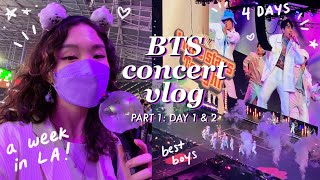 BTS in LA concert vlog pt. 1: DAY 1 & 2 - BTS concert experience, new hair, GRWM & outfits