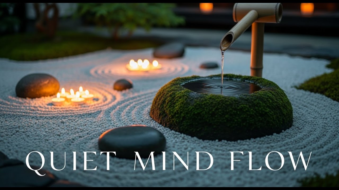 Healing Zen Candle Ambience Bamboo Fountain and Water Glow for Relaxation Meditation Sleep Serenity