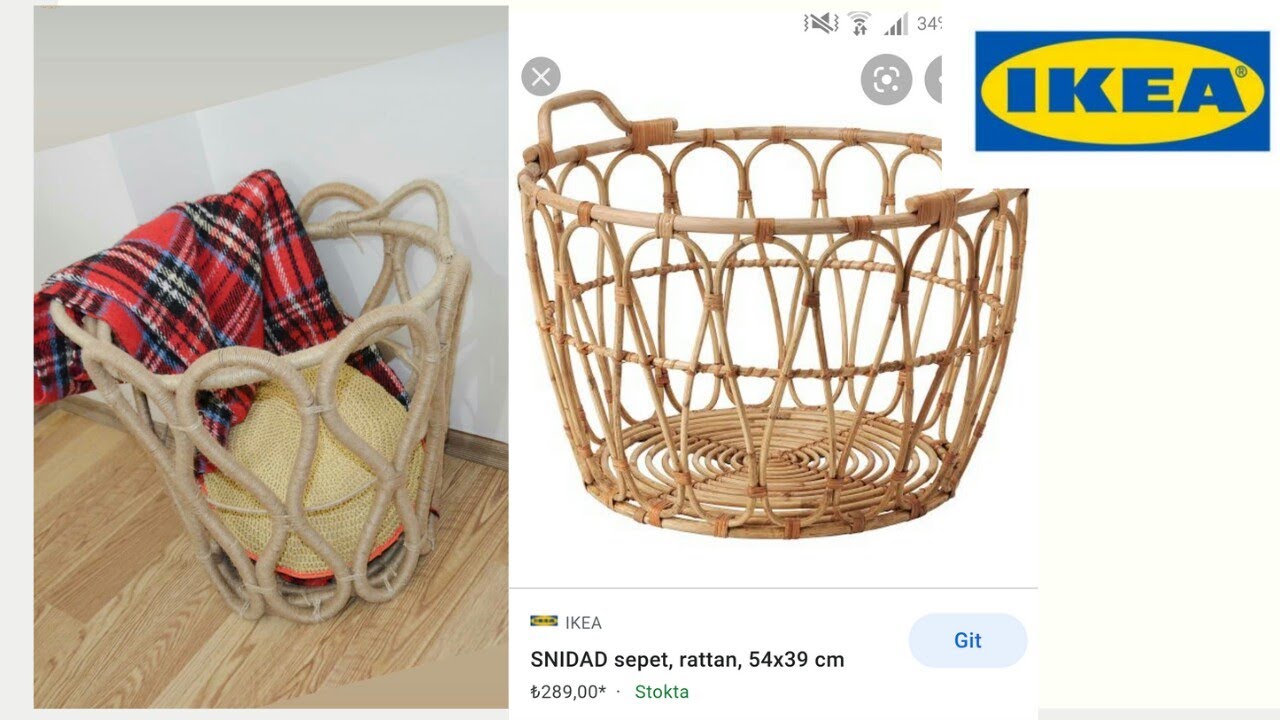 EFSANE İKEA SNIDAD SEPET YAPIMI / DIY / BOHEM SEPET / RATTAN SEPET ...