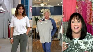 Belle by Kim Gravel TripleLuxe Elbow Sleeve Scoop Neck Top on QVC