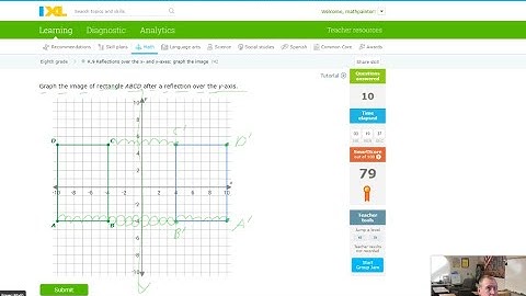 IXL R.9 8th grade math Reflections over the x and axes graph the image 74Z