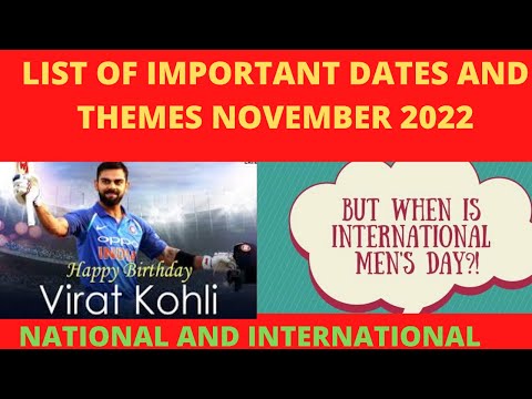 November 2022: Full List of important National and International Days -Special days in November 2022