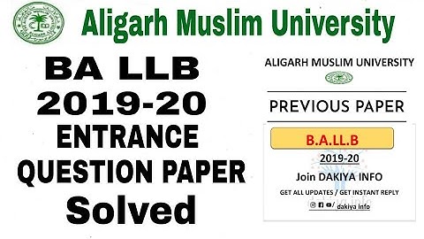 AMU BA LLB 2019 Entrance Solved Question Paper || AMU BA LLB Entrance Exam|Aligarh Muslim University