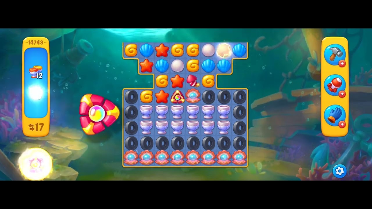 Fishdom Easy Level 14743 (with full seashell [Super Lightning] & timed ...