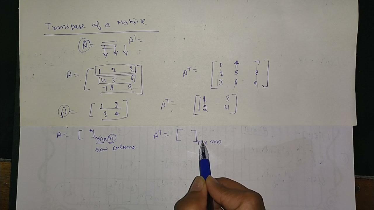 Definition of Transpose of a Matrix || Business Mathematics|| B.com 1st ...