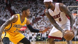 LeBron James vs Paul George SUPERSTARS Duel 2013 ECF G1 - 57 Pts Combind, Game Winner for James!