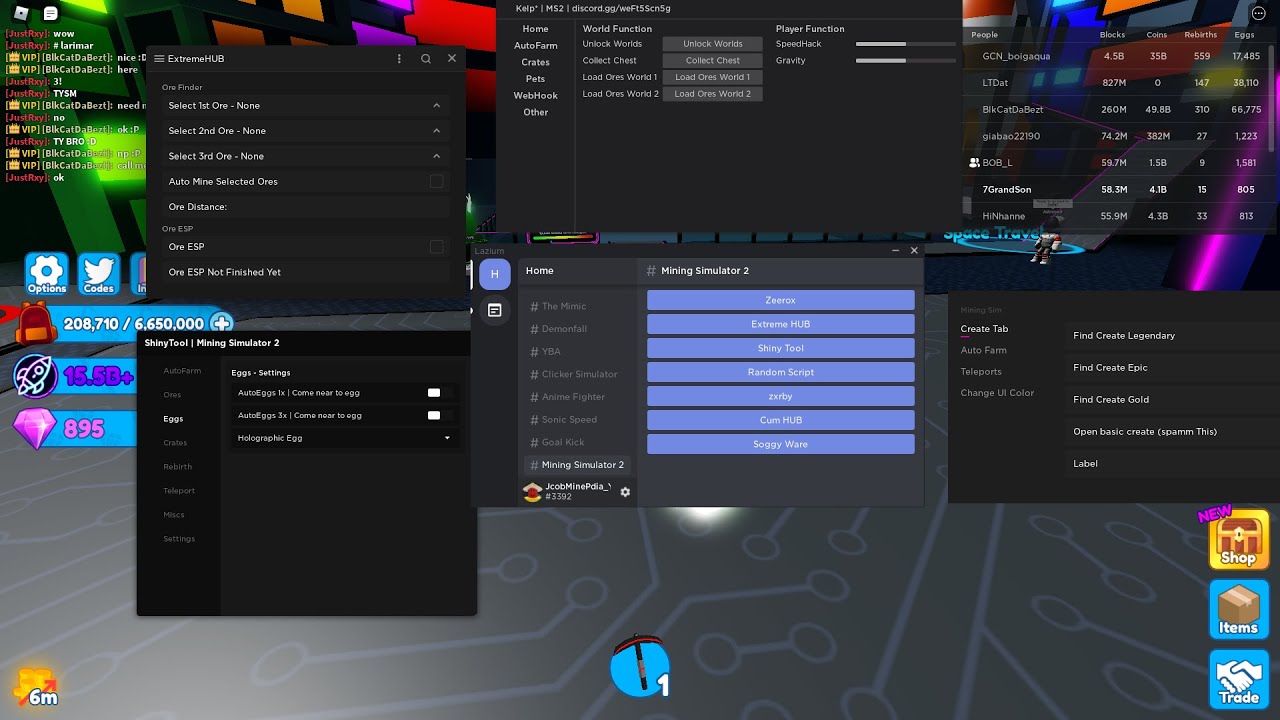 Roblox : Mining Simulator 2 Script Auto Farm  , Speed Bypass, Unlock All World LAZIUM HUB!