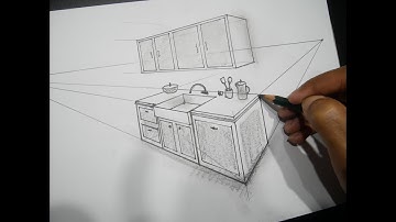 HOW TO DRAW COMPLEX KITCHEN CABINETS USING 2 POINT PERSPECTIVE METHOD