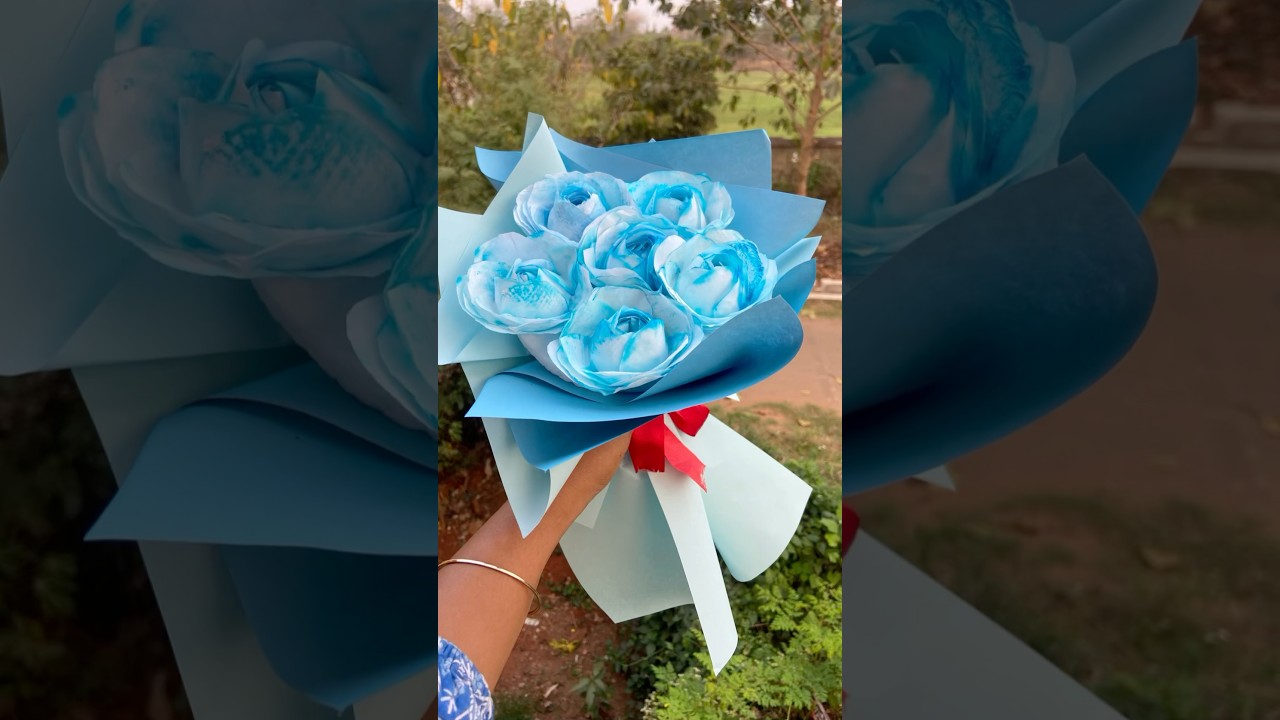 Tissue Rose Bouquet 🩵🥀@Mydreamcrafter #shorts #diy #trending #youtubeshorts