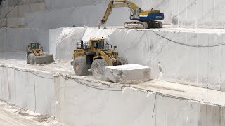 Huge Komatsu Wheel Loaders Working On Birros Marble Quarries