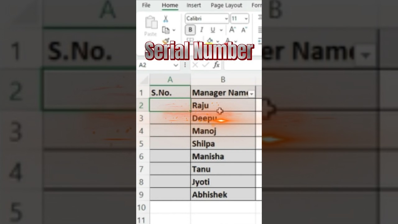 Serial Number in MS Excel