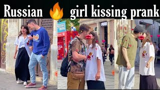 Hot Russian 🥰 girl kissing prank with starnger with public #prank #viral