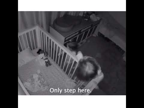 Loving Brother Helps Cute Little Sister to Get Out of Her Cradle - 1074567