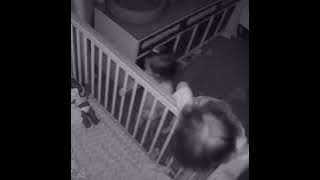 Loving Brother Helps Cute Little Sister to Get Out of Her Cradle - 1074567