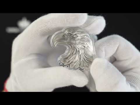 Unboxing 2022 Chad 1 oz Silver «American Eagle Shaped» High Relief Antique Coin w/Box u0026 COA