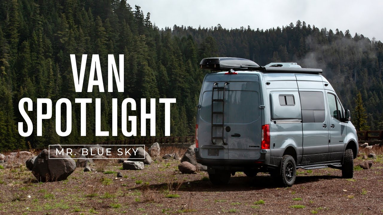 Van Spotlight Mr Blue Sky Outside Van 4wd Mercedes Benz Sprinter 144 Van Conversion Tour Youtube