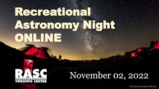 Recreational Astronomy Night ONLINE Nov 2 @ 7:30 pm EDT