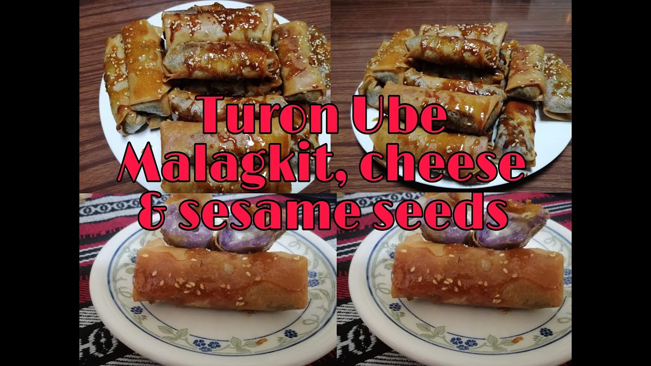 CHEESE UBE TURON MALAGKIT with SESAME SEEDS