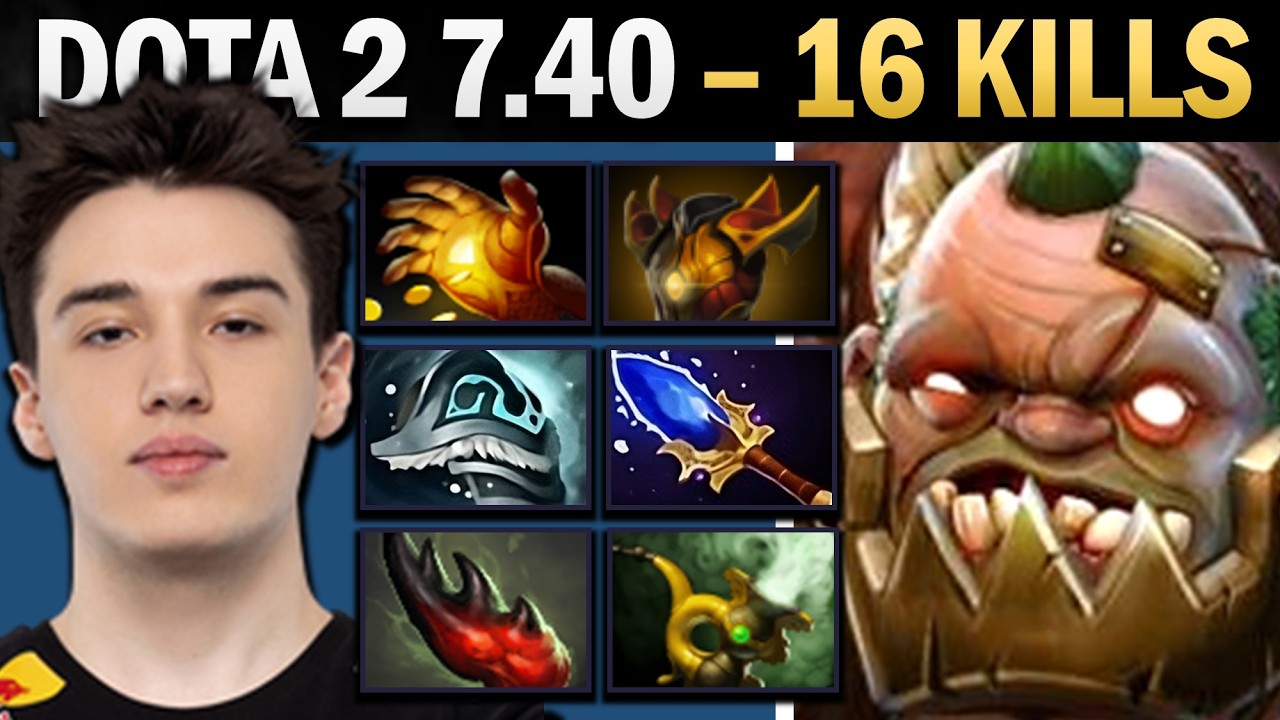 Pudge Pro Offlane with 16 Kills and Aura Build - Dota Gameplay