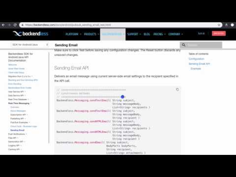 Configuring Email Settings in Backendless for sending out email