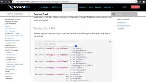 Configuring Email Settings in Backendless for sending out email