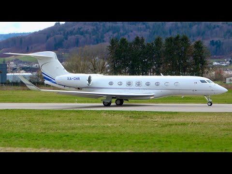 Gulfstream G650 XA-CHR Take-Off from Bern, Switzerland