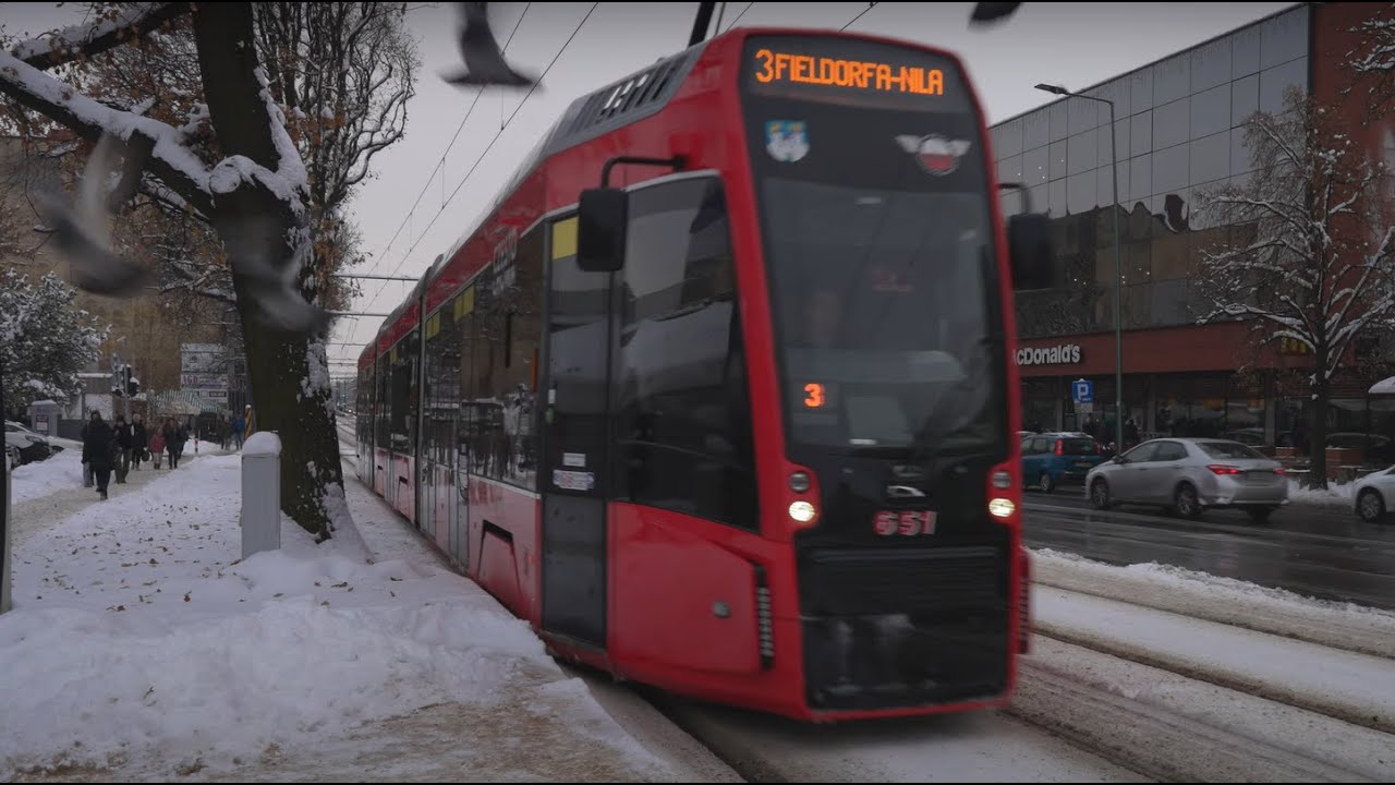 Poland, Częstochowa, tram 3 ride from Il Aleja Najświętszej Maryi Panny to ALEJA JANA PAWŁA II - UNI