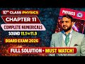 Class 10 Physics Chapter 13 Complete Numericals | Sound (11.1–11.9) | Board Exam 2026