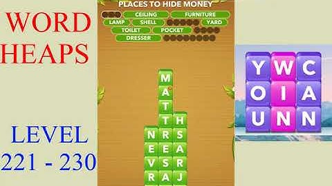Word Heaps Level 221 - 230 | All Answers | Walkthrough