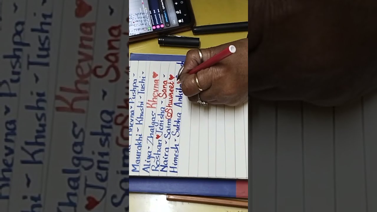 calligraphy style writing ✍️ Subscriber's Name 🥰 part 26 continued ball point 🖊️